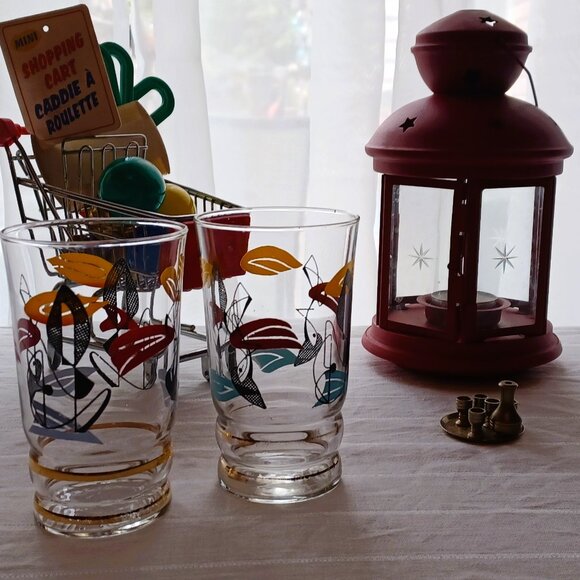 Vintage, Retro, 50s French style, small Glasses duo,  Abstract Atomic pattern - Picture 8 of 16